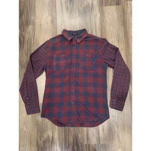 Carbon Large Long Sleeve Vintage Flannel Plaid Button‎ Down Classic Shirt